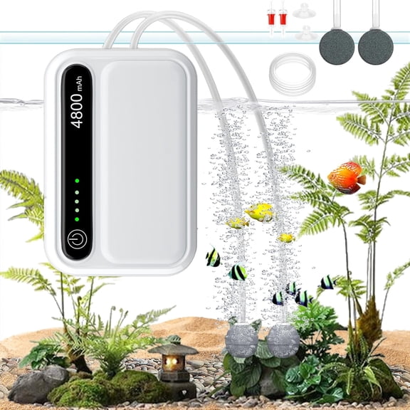 Aquarium Air Pump, Portable Aerator for Fish Tank, Fish Tank Air Pump Bubbler Aerator for Outdoor Fishing, Aquarium, Aquarium Oxygen Pump with Airline Tubing, Air Stone, Check Valve
