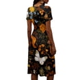 thumbnail image 5 of Womens Halloween Midi Dresses Pumpkin Ghost Short Sleeve Funny Sundress Witch Hat V Neck Horror Dresses, L, 5 of 5