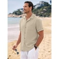 thumbnail image 5 of GENTS BLISS Men Linen Shirts Casual Short Sleeve Button Down Shirts for Men Beach Tops with Pocket, 5 of 10