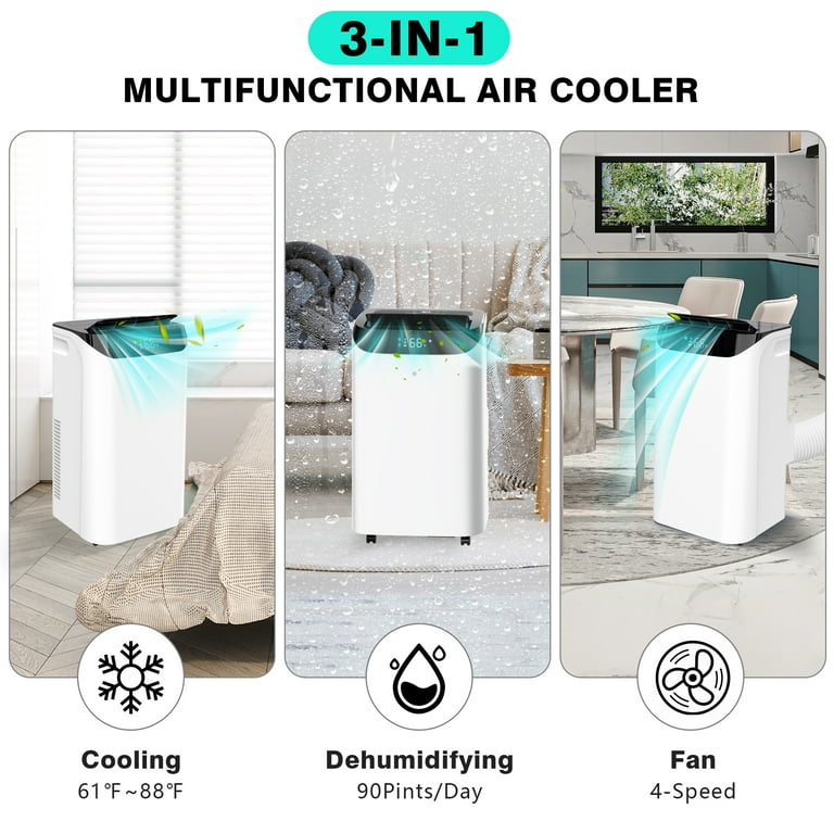Agtana 14000 BTU Portable Air Conditioner, Fan, Dehumidifier, Remote, Cools up to 700 Sq. ft