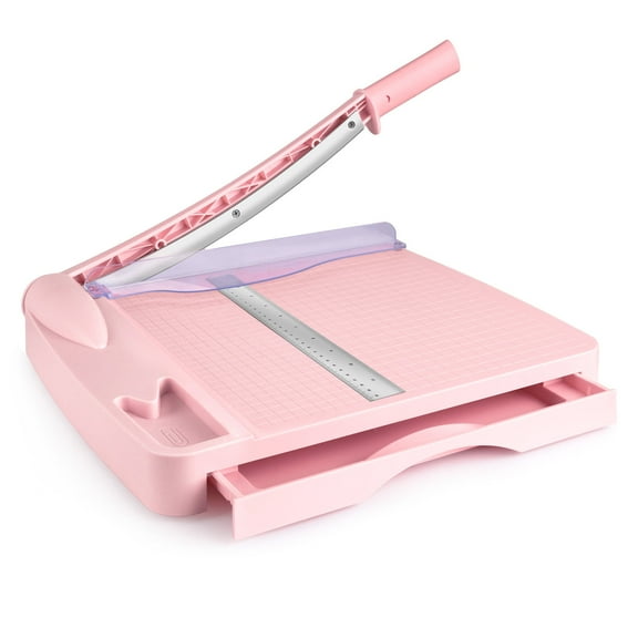 Heavy Duty Paper Trimmer, 12" Cut Length A4-B7 Guillotine Paper Cutter Photo Guillotine Craft Machine, 16 Sheets Capacity for Standard Cutting of Paper, Photos or Labels, Pink