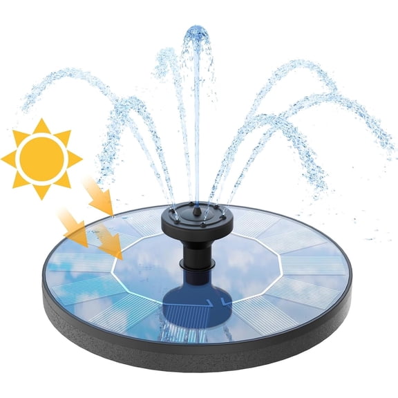 AMZtime Solar Water Fountain, Upgraded Solar Bird Bath Fountains with 6 Nozzles, Free Standing Floating Solar Powered Water Fountain Pump for Bird Bath, Garden, Pond, Pool and Outdoor