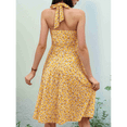 thumbnail image 4 of Robe d'Été Sans Manches Portefeuille à Col en V à Fleurs pour Femme Mini Robe Jaune G, 4 of 5