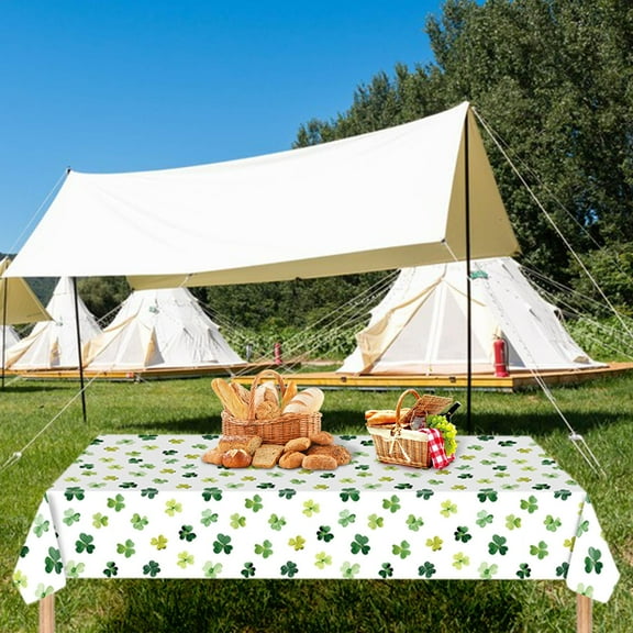 sruoe Tablecloth, St Patricks Day Tablecloth, Waterproof Machine Washable Foldable Green Rectangle Tablecloths, Table Cloth for Dining, Home, Party Decor, Plastic
