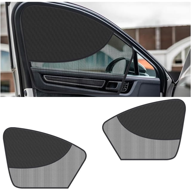 2PCS Car Window Windshield Sunshade, Magnetic Double Layer Side Window Sun Shade Auto Curtain with Half Shade for Baby Protection, Car Camping Accessories for Blocking UV Rays and Heat (Front)