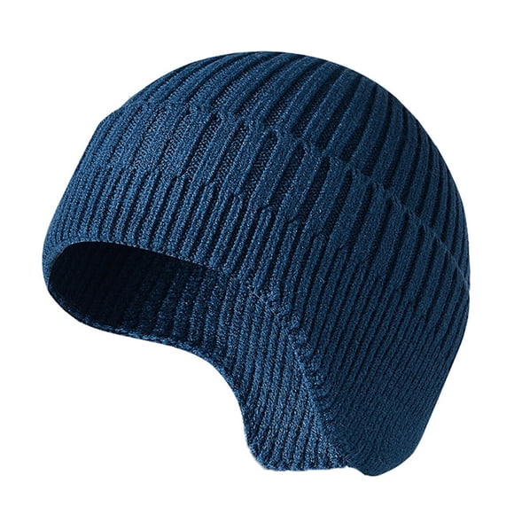 Pxiakgy hats for men Womens Winter Knitted Beanie Earflap Hat Warm Knit Skull Cap Beanie For Women Men Blue + One size