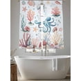 thumbnail image 5 of Octopus Coastal Sheer Curtains 72 Inch Length 2 Panels for Living Room, Summer Beach Ocean Shell Jellyfish Starfish Voile Kitchen Curtain Set, Luxury Privacy Drapes Window Treatment for Bedroom, 5 of 7