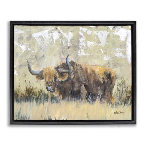 Stupell Industries Rustic Lodge Rustic Patterned Longhorn Black Floating Frame Canvas Art, 21 x 17, by Pam Britton