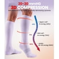 thumbnail image 5 of PULIOU Compression Socks 20-30 mmHg Knee High for Women & Men, 2 Pairs, Breathable, for Nurse, Running, Travel, Sports & Everyday Wear, Pink and Purple, 5 of 8