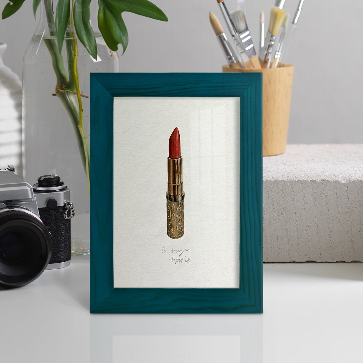 Gilded Toiletries III - Framed Print w/glass - Ocean Blue