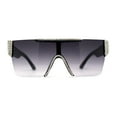 thumbnail image 3 of Womens Rhinestone Flat Top Rimless Shield Mafia Sunglasses Black Smoke, 3 of 4