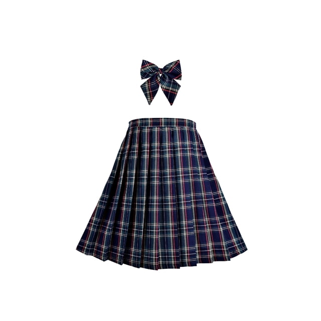 Jupe pour Filles Ensemble Uniforme Scolaire pour Enfants Jupe Plissée Tartan Vert 13-14 Ans