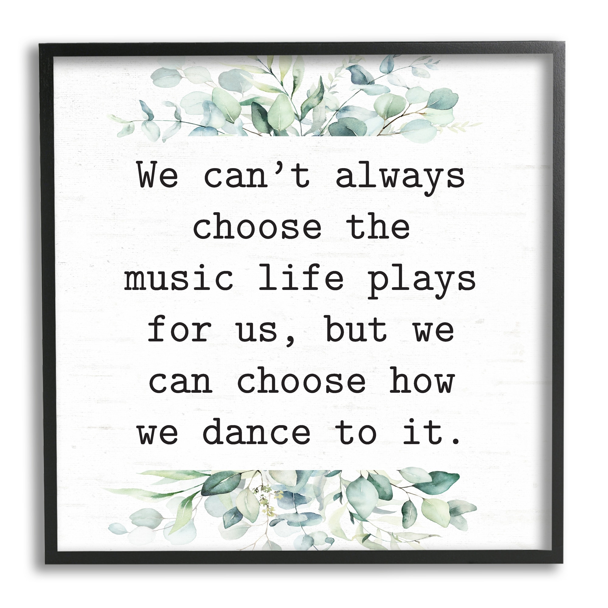 Stupell Industries Inspirational Music Life Quote Mixed Botanicals Arrangement Graphic Art Black Framed Art Print Wall Art, Design by Lettered and Lined