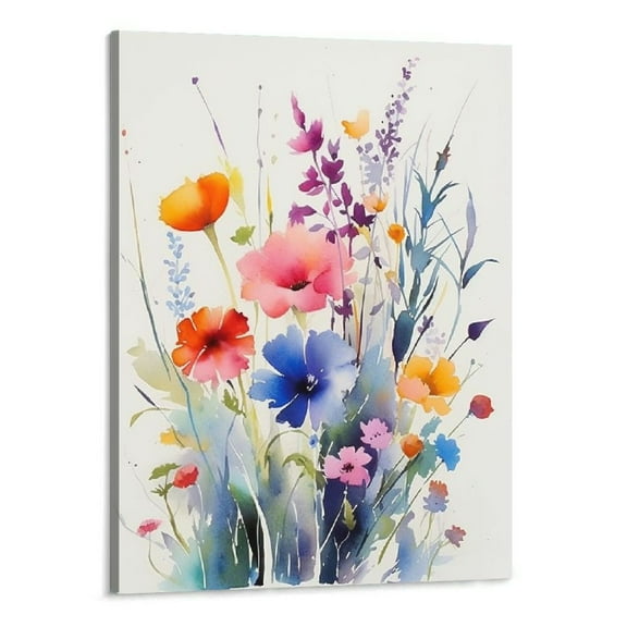 BCIIG Floral Botanical Canvas Wall Art Vintage Plant Flower Poster 3 set Watercolor Blue Yellow Wildflower Print Painting Rustic Cottage Artwork for Bedroom Living Room Decor 12x16in Unframed