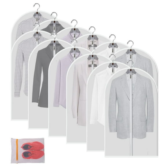 12 Pack Large Clear Garment Bags-Moth Proof Garment Bags,Garment Cover,Hanging, Dress Garment Bags Storage for Travel(39.4"X 23.6")