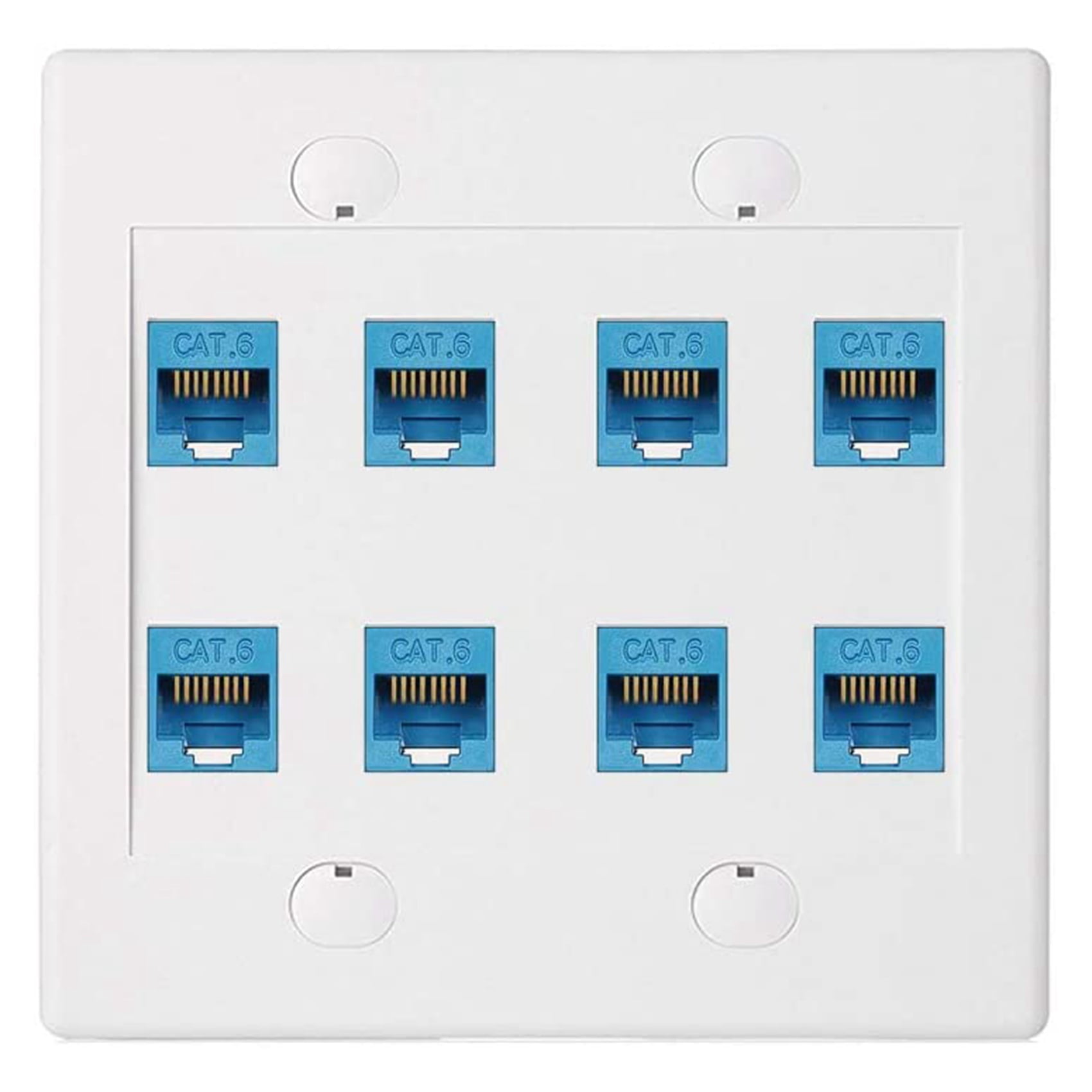 8 Port Cat6 IBL White Cat6 Keystone Ethernet Wall Plate Female to Female 