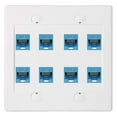 thumbnail image 2 of Ethernet Wall Plate 8 Port - Double Cat6 RJ45 Network Cable Faceplate Female to Female - Blue, 2 of 7