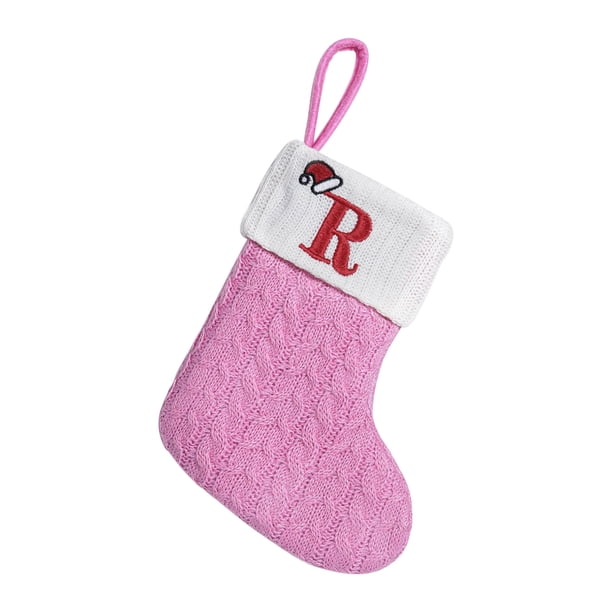 Bolsas de Regalo de Navidad Medios de Punto, Medios de Lana, Cartas Bordadas, Bolsa de Regalo de Dulces para Niños, Bolsa de Regalo de Medias de Navidad