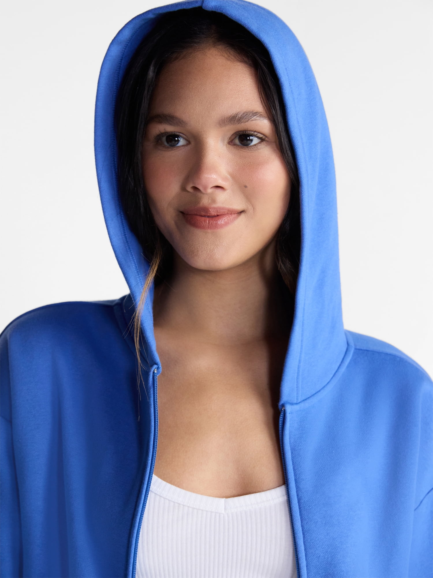 No Boundaries Boxy Zip Up Hoodie, Women's XXS-XXL