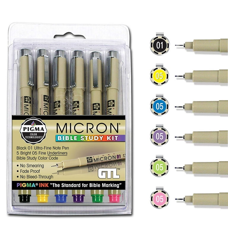  GTL Bible Study Bundle 6 Accu-Gel Gel Highlighters and 8 Pigma  Micron Multi Color Fine and Medium Point : Office Products