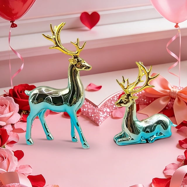 Adornos de ciervo para vitrina de vinos, decoración de mueble de TV, manualidades decorativas, adornos de ciervo para San Valentín