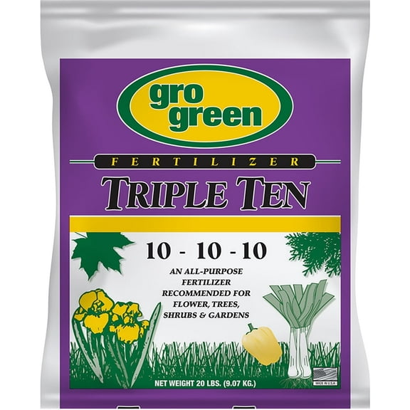 Gro Green Triple Ten 10-10-10 Fertilizer for Gardens & Flowers 20 lbs.