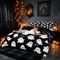 thumbnail image 4 of Homewish Cute Boo Ghost Bedding, Cartoon Halloween Duvet Cover Full, Black White Gray, Black Reversible 3-Piece, 1 Duvet Cover and 2 Pillowcases, 4 of 7