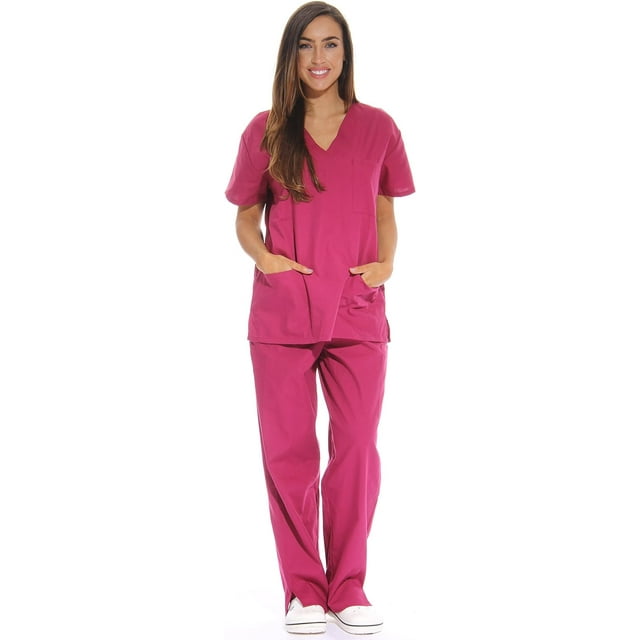 Hweilai Ensembles de Gommage pour Femmes avec Six Poches (Col en V et Pantalon Cargo)