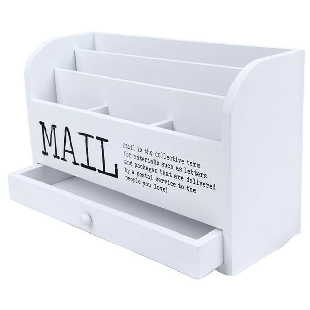 Juvale 3 Tier Wooden Mail Desktop Organizer Sorter With Storage