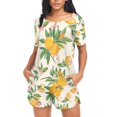 thumbnail image 4 of joogoo Women's Pajama Set Lemon with Floral Spring Short Sleepwear Loungewear with Pockets M, 4 of 7