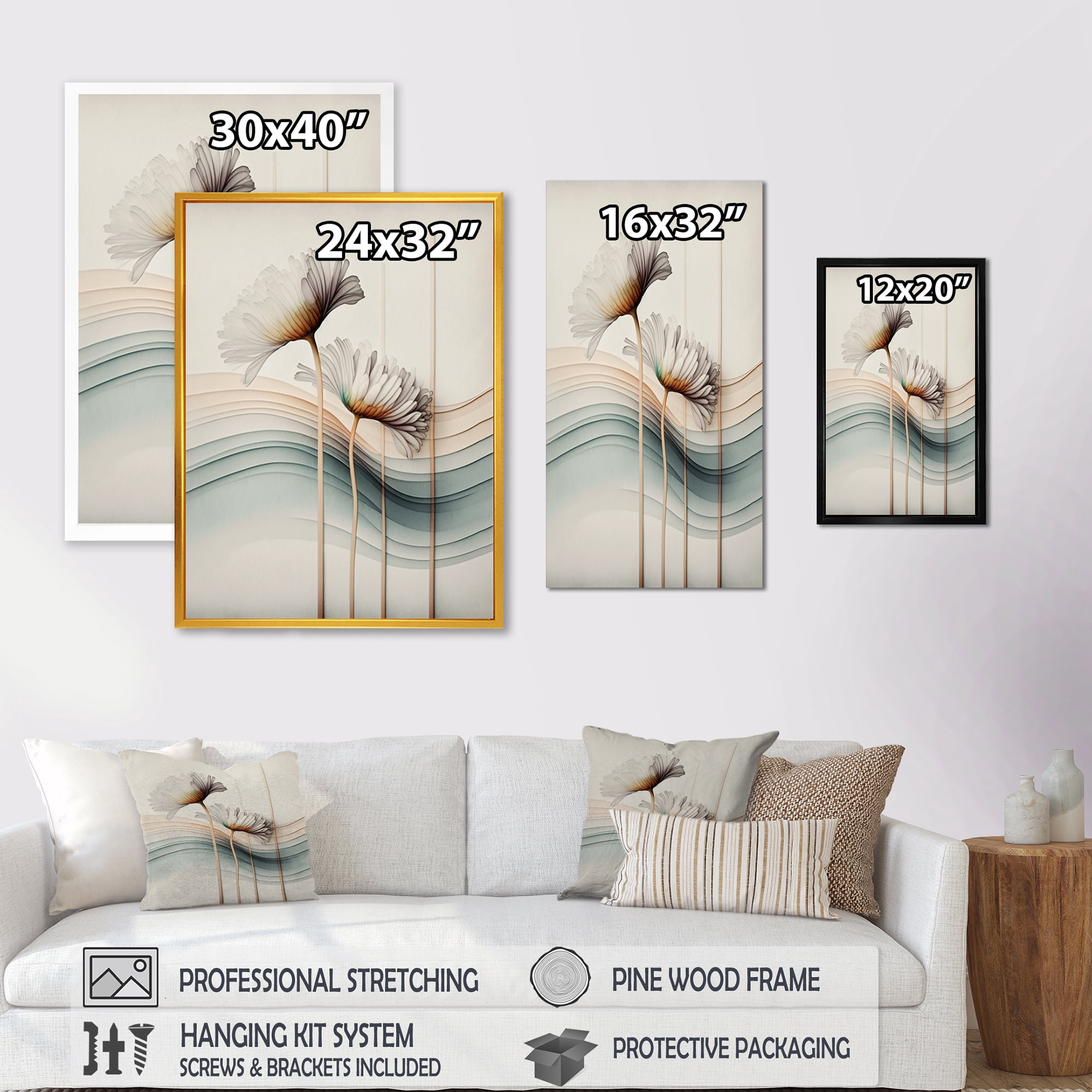 Designart White Gerber Flowers Hyperrealistic II Canvas Wall Art