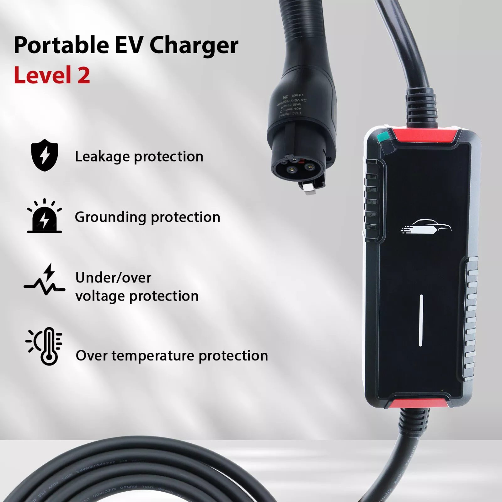 Level 2 Portable EV Charger with 20FT Charging Cable and NEMA 14-50 32A 240V
