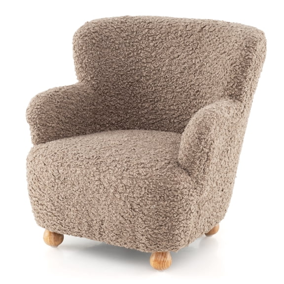 Patiojoy Kid’s Sofa Upholstered Sherpa Toddler Armchair w/ Ergonomic Backrest & Armrests Brown