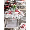 thumbnail image 4 of Outdoor Tablecloth with Umbrella Hole and Zipper, Valentine's Day Round Table Cloth 60 Inch Waterproof Tablecloth, Red Gnomes Love Letter Romantic Picnic Table Cover for Patio Camping, 4 of 7