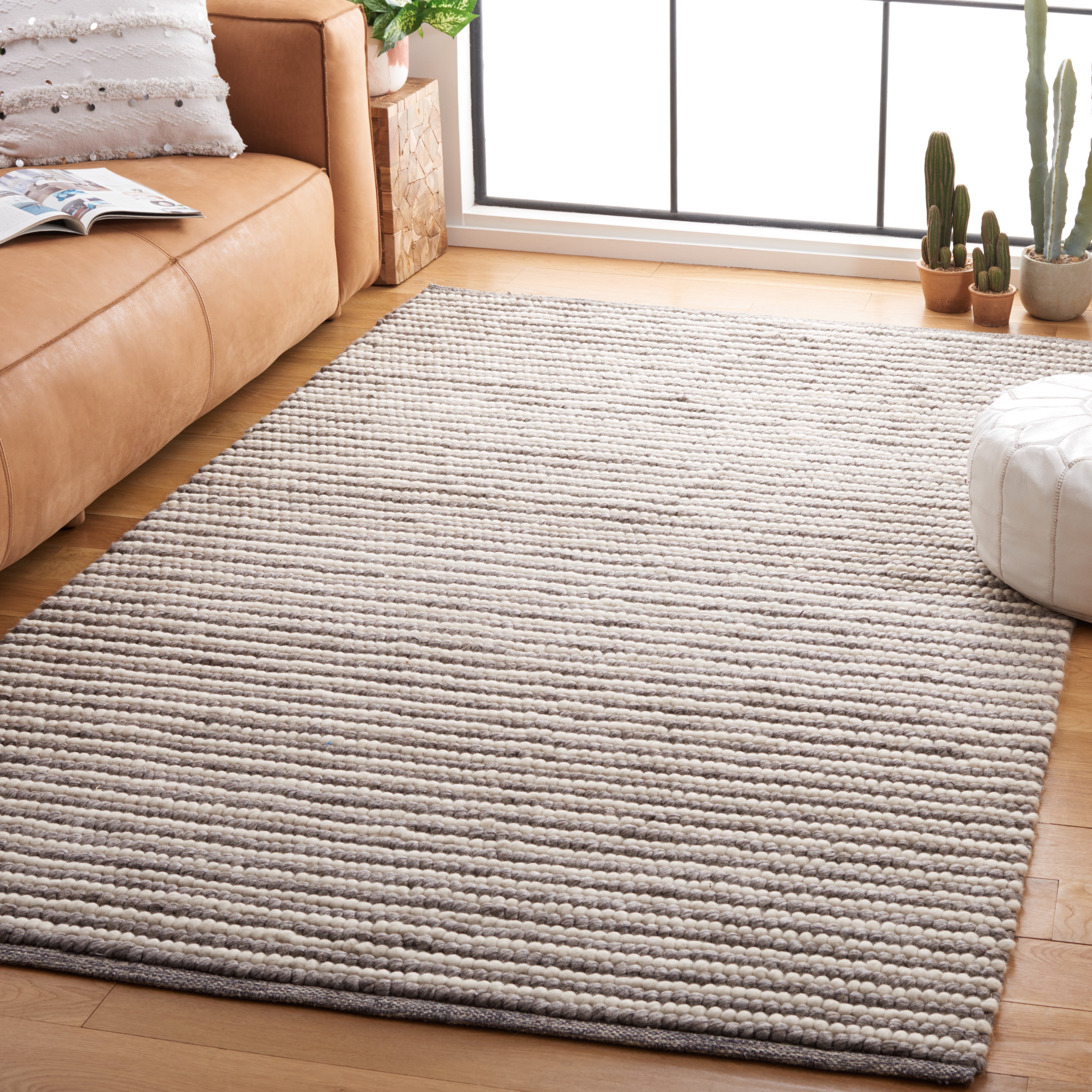 SAFAVIEH Natura Fredrick Striped Area Rug, Ivory/Dark Brown, 2' x 3'