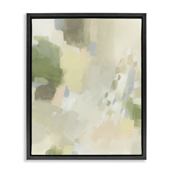 Stupell Industries Muted Abstract with Speckles Abstract Painting Black Floater Framed Canvas Art Print Wall Art, 17 x 21