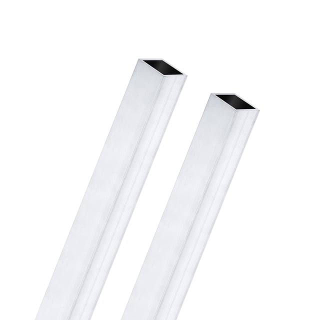 Tubo cuadrado de aluminio 6063 de 200 mm en paquete de 2, 6x6 mm de ancho exterior, 1 mm de grosor de pared, tubería de aluminio sin costura para construcción de marcos