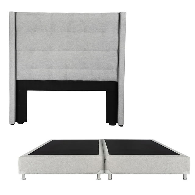 Box Base Cama King Size + Cabecera Titan Plata Dicasa Niza