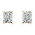 thumbnail image 3 of 2.0 Ct Emerald Cut Studs White Sapphire 14K Rose Solid Solid Gold Everyday Dainty Earrings Screw Back, 3 of 7