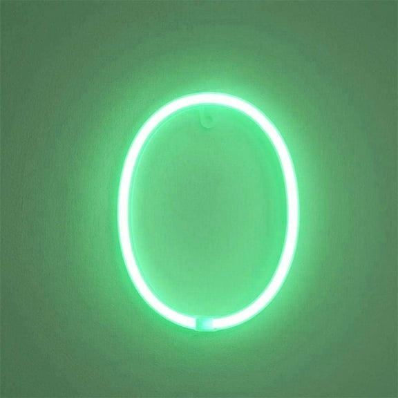 LED Neon Number Lights, Neon Night Light Wall Decorative Night Light for Kids Bedroom Battery USB Operated Green