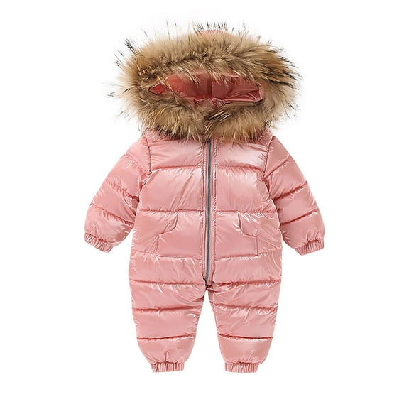 Edvintorg 6-24 Months Unisex Baby Clothes Winter Coats Toddler Baby Girls Boys Long Sleeved Down Cotton Coat Hooded Romper Zippered Jumpsuit Crawling Suit