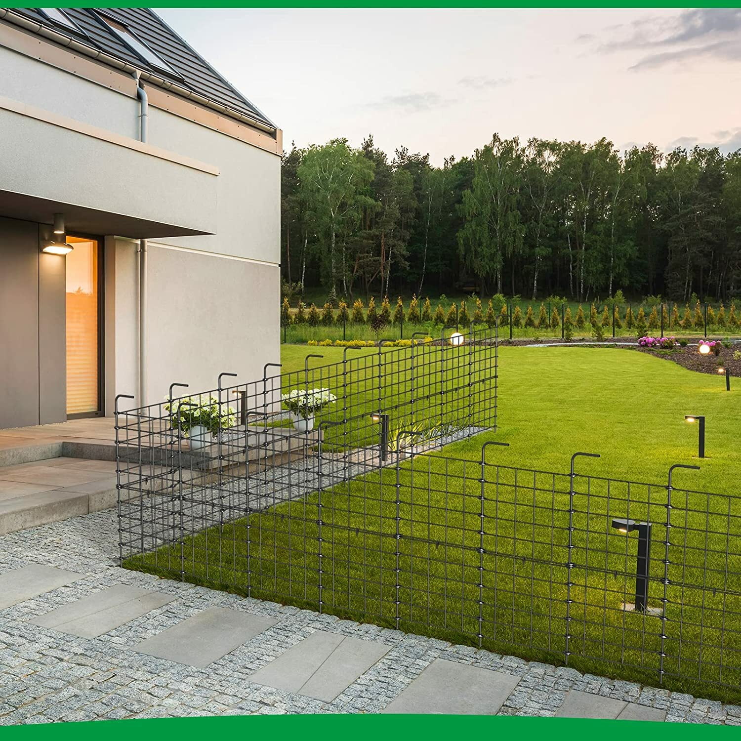Decorative Garden Fence 24in x 11ft, 16 Pack Rustproof Metal No Dig Fence Animal Barrier for Dog, Straight Flower Bed Edging Ornamental Wire Border Panel Fencing for Yard Patio Outdoor Decor