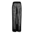 thumbnail image 3 of Women's See Through Grid Hollow Beach Pants - Polyester High Waist Cover Up with Side Slits, S-XL, 3 of 3