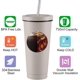 thumbnail image 2 of Isolerad Termosmugg för Iskaffe med Lock och Sugrör, 750ml Dubbelväggig Vakuum Resemugg i Rostfritt Stål (1 st), 2 of 5