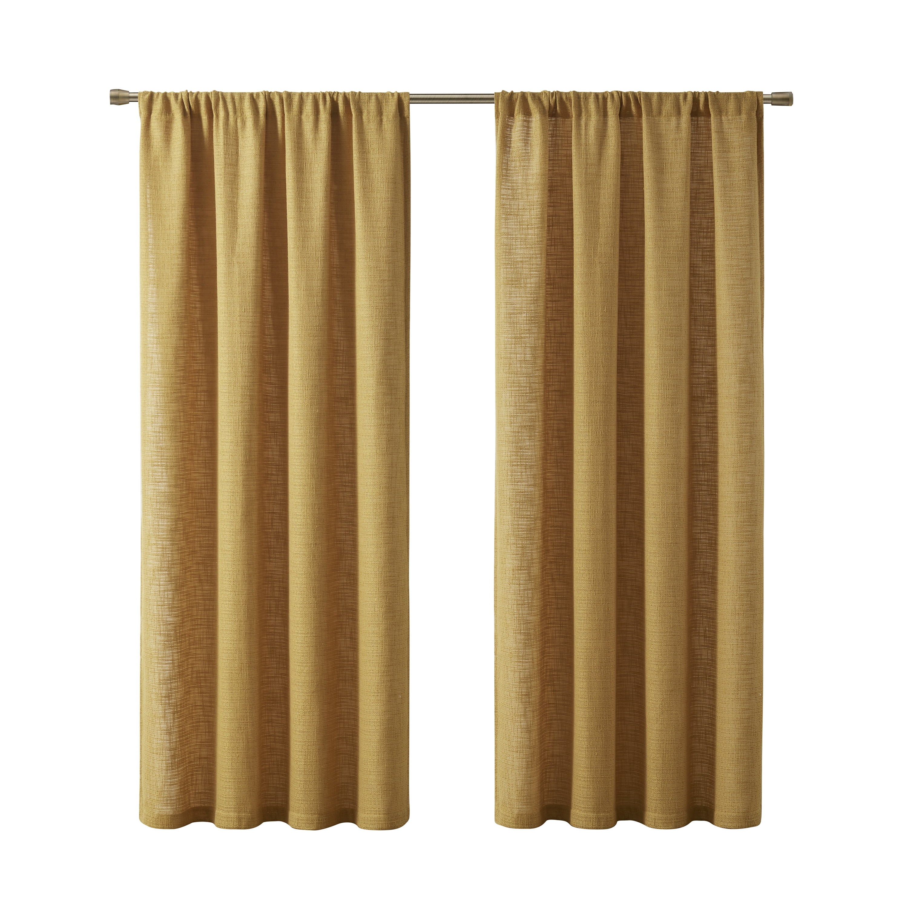 Better Homes & Gardens Woven Slub Rod Pocket Light Filtering Curtain Panel, 1-Piece, Gold, 52" W x 108" L