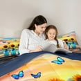 thumbnail image 5 of Castle Fairy Teens Sunflower Butterflies Full Size Comforter Sets 3-Piece,Lodge Cabin Bedding Comforter Set,Botanical Plants Lightweight Bedding Sets,Microfiber Bedroom Decor,Reversible, 5 of 8