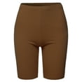 thumbnail image 2 of A2Y Women's Basic Solid Premium Cotton Mid Thigh High Rise Biker Bermuda Shorts Light Brown 1XL, 2 of 5