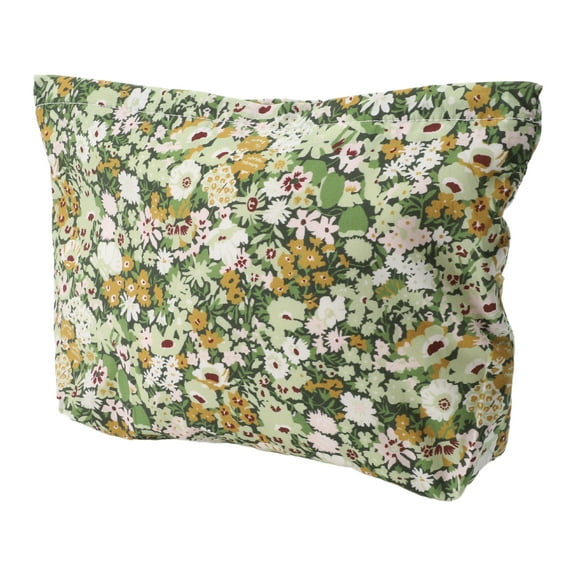 1 Pc Women Portable Printed Clutch Makeup Bag for Travel Vacation Camping Green Canvas