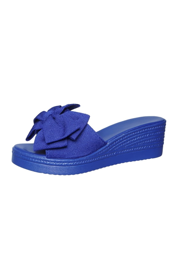 Womens Bow Wedge Slide Sandals Casual Thick Sole Slip on Comfortable Outdoor Summer Shoes