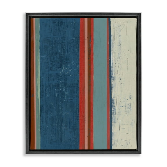 Stupell Industries Farmhouse Rustic Stripes Abstract Painting Black Floater Framed Canvas Art Print Wall Art, 17 x 21